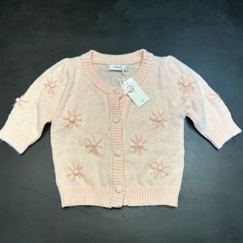 RIHOAS Blush Floral Knit Cardigan